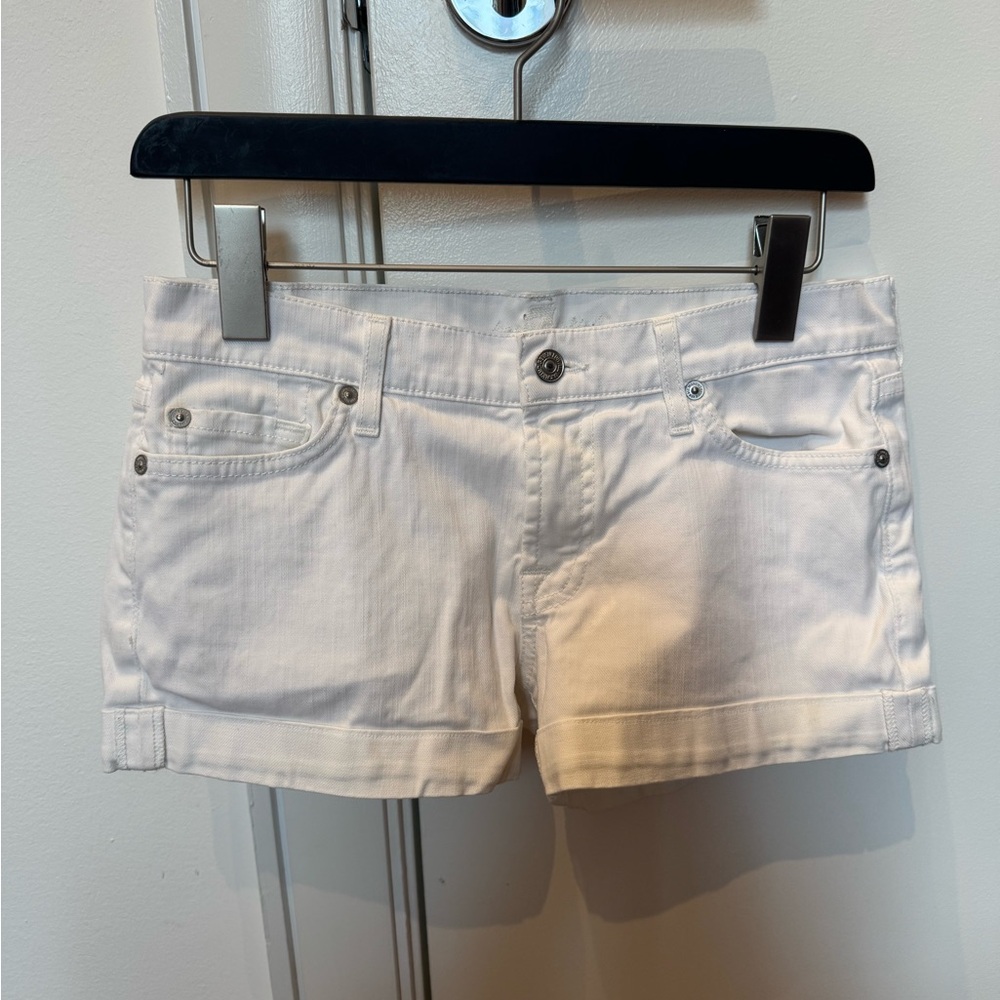 Classic Low Rise White Denim Shorts